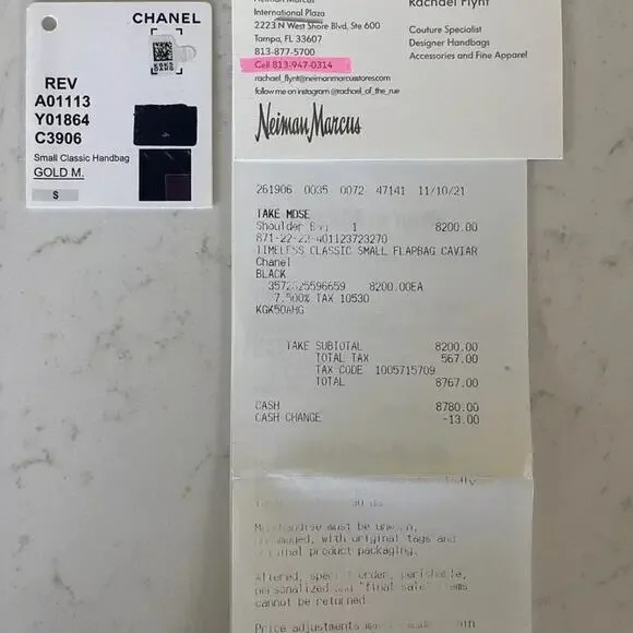 Chanel authentic 2021 Classic Small Black Caviar Flap Bag purse Gold chain - Picture 15 of 15